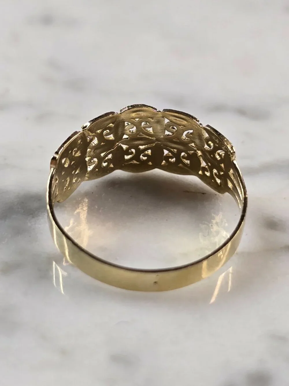 Womens 10K Yellow Gold Modernist Filigree Ring 1.5g E7941